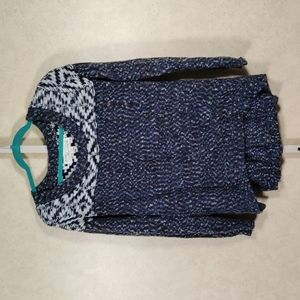 *E193 Vintage Havana navy, tan, & white sweater S CLEARANCE